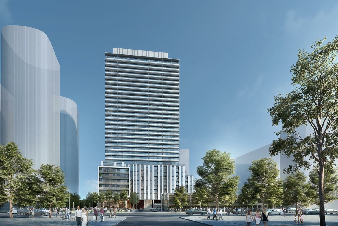 Rendering of Plaza on Yonge Condos exterior full view during the day