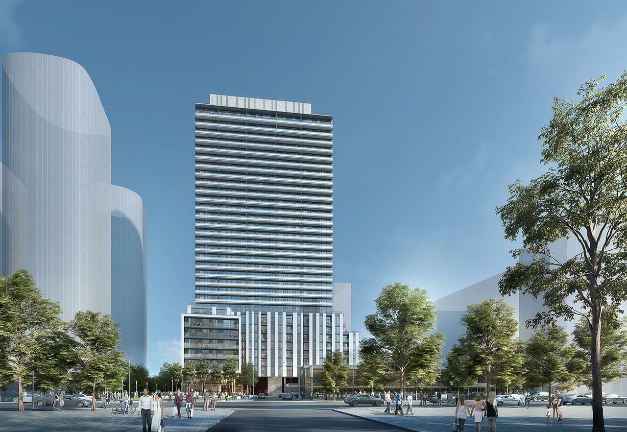 Rendering of Plaza on Yonge Condos exterior full view during the day