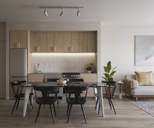 Rendering of Westbend Residences suite kitchen standard scheme