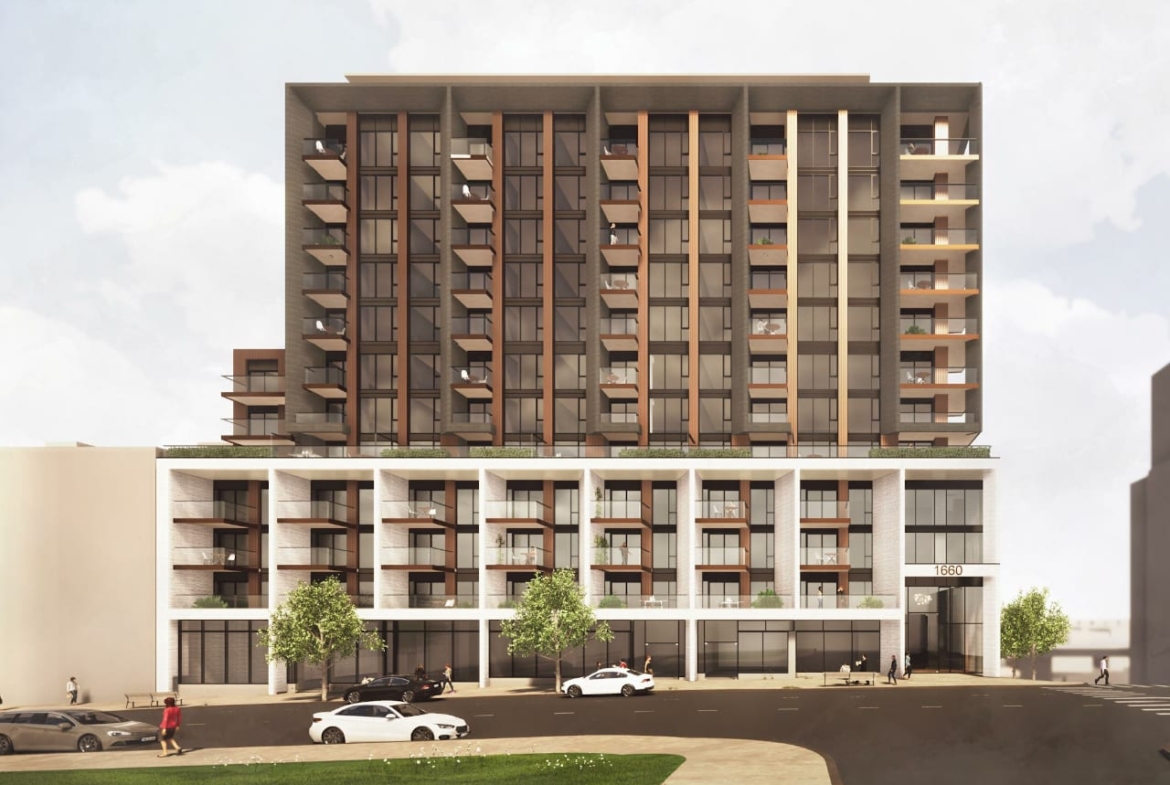 Rendering of Westbend Residences exterior in the evening