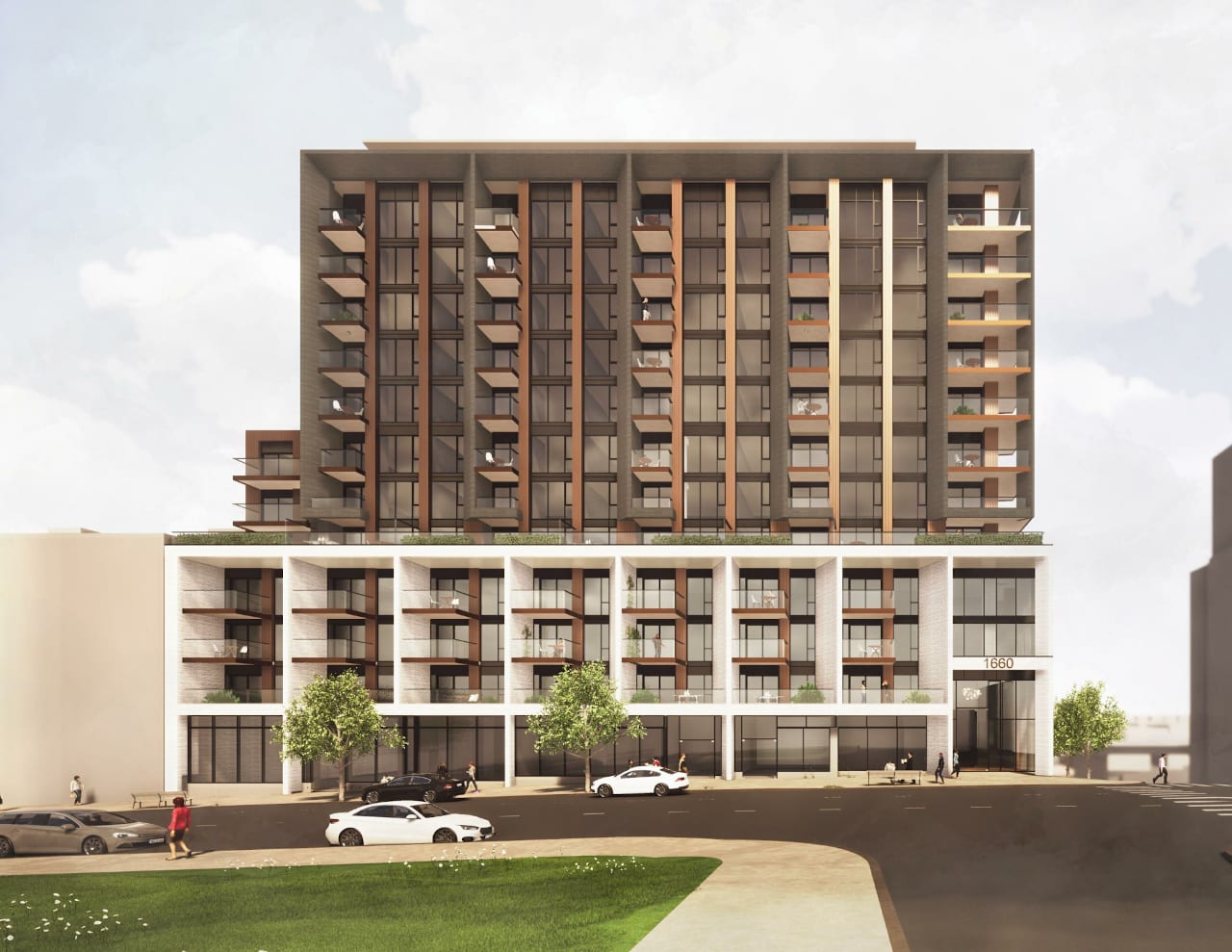 Rendering of Westbend Residences exterior in the evening