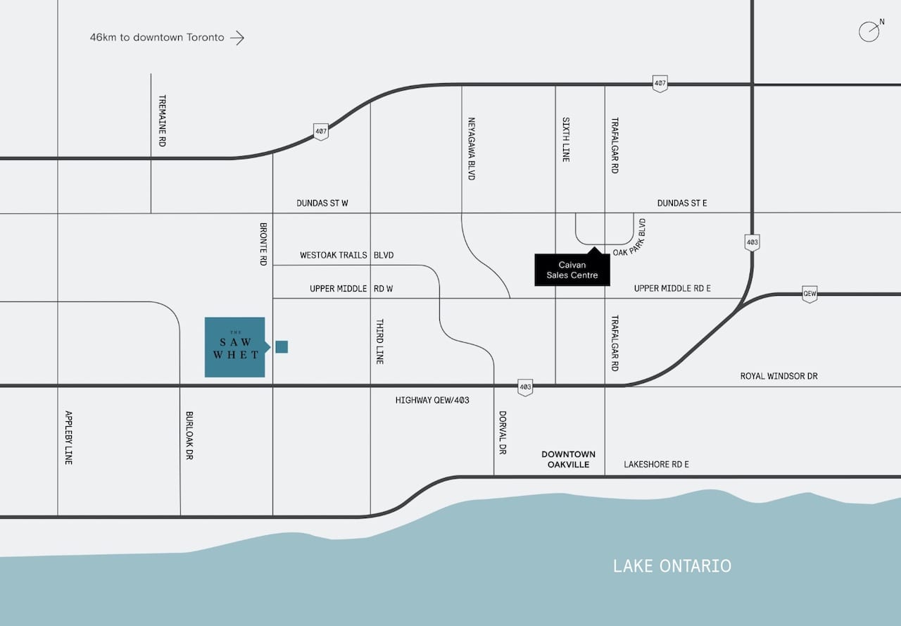 Map of The Saw Whet Condos in Oakville
