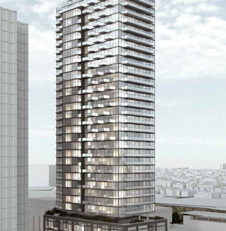 Rendering of 111 River Street Condos exterior new full view side