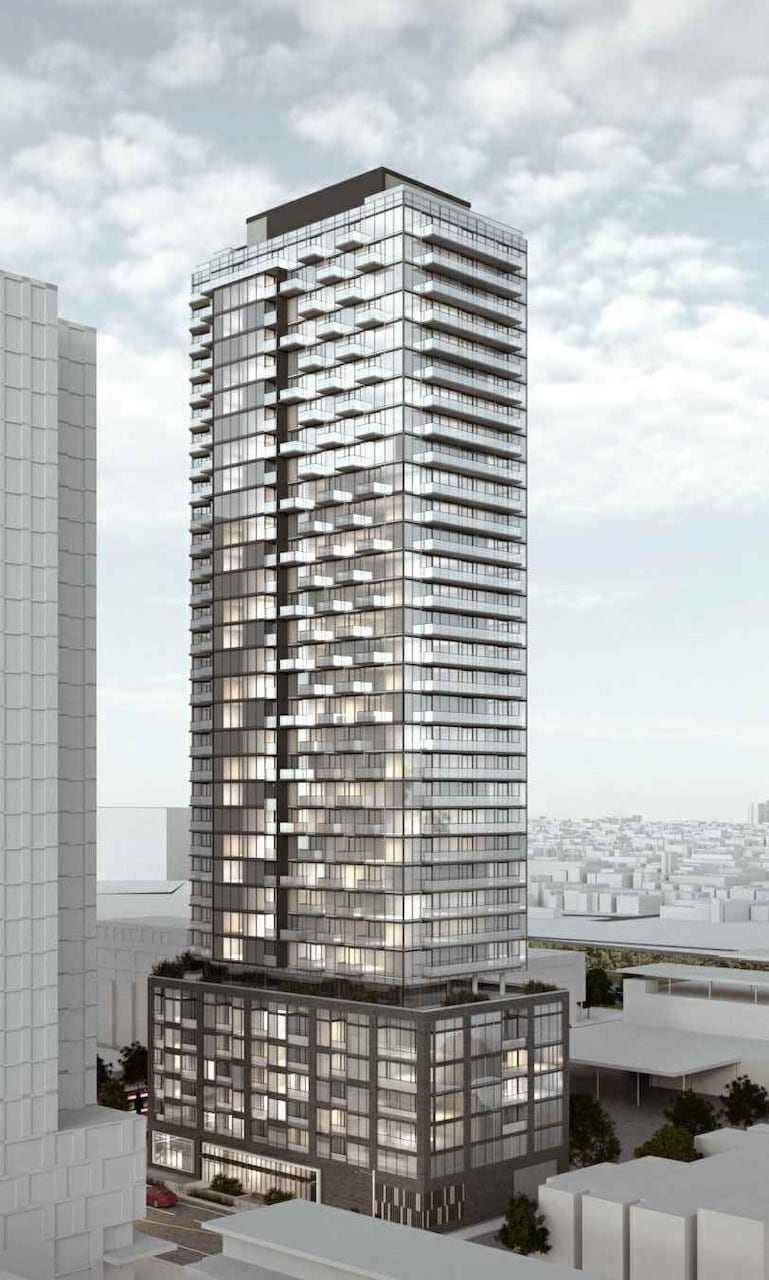 Rendering of 111 River Street Condos exterior new full view side