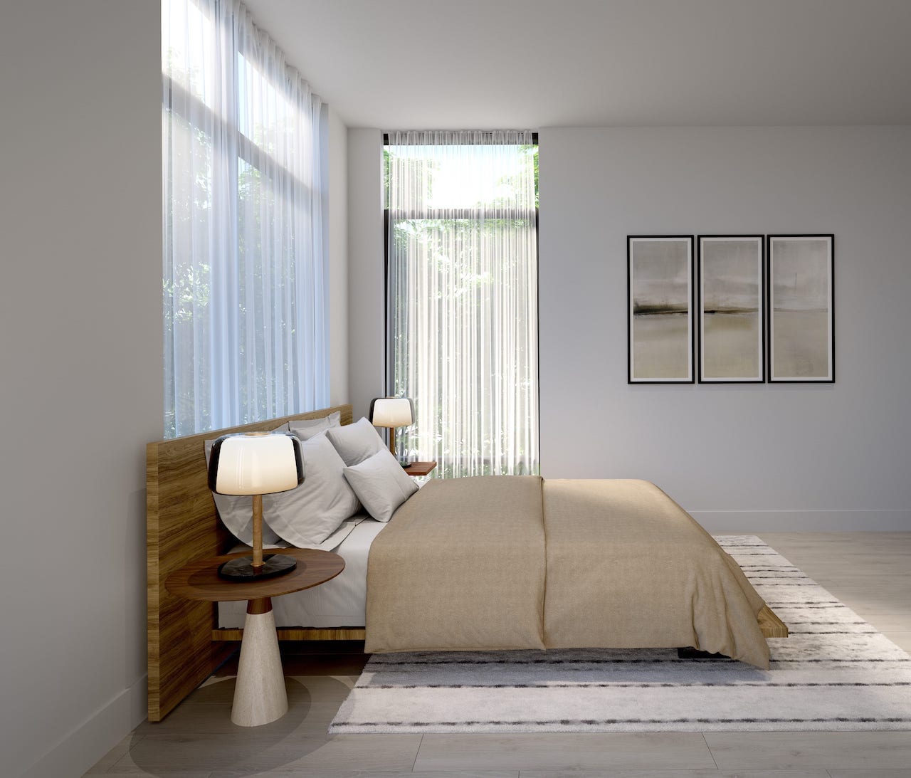 Rendering of The Saw Whet Condos suite interior bedroom