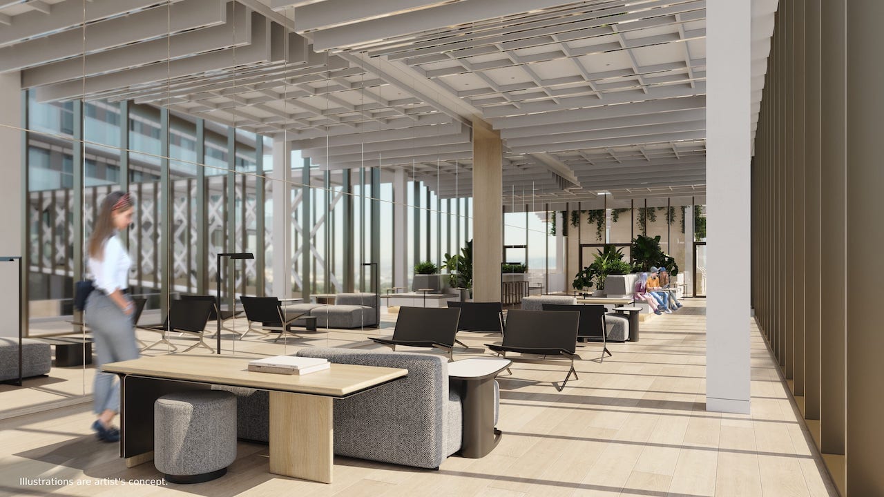 Rendering of Bridge House at Brightwater co-working lounge