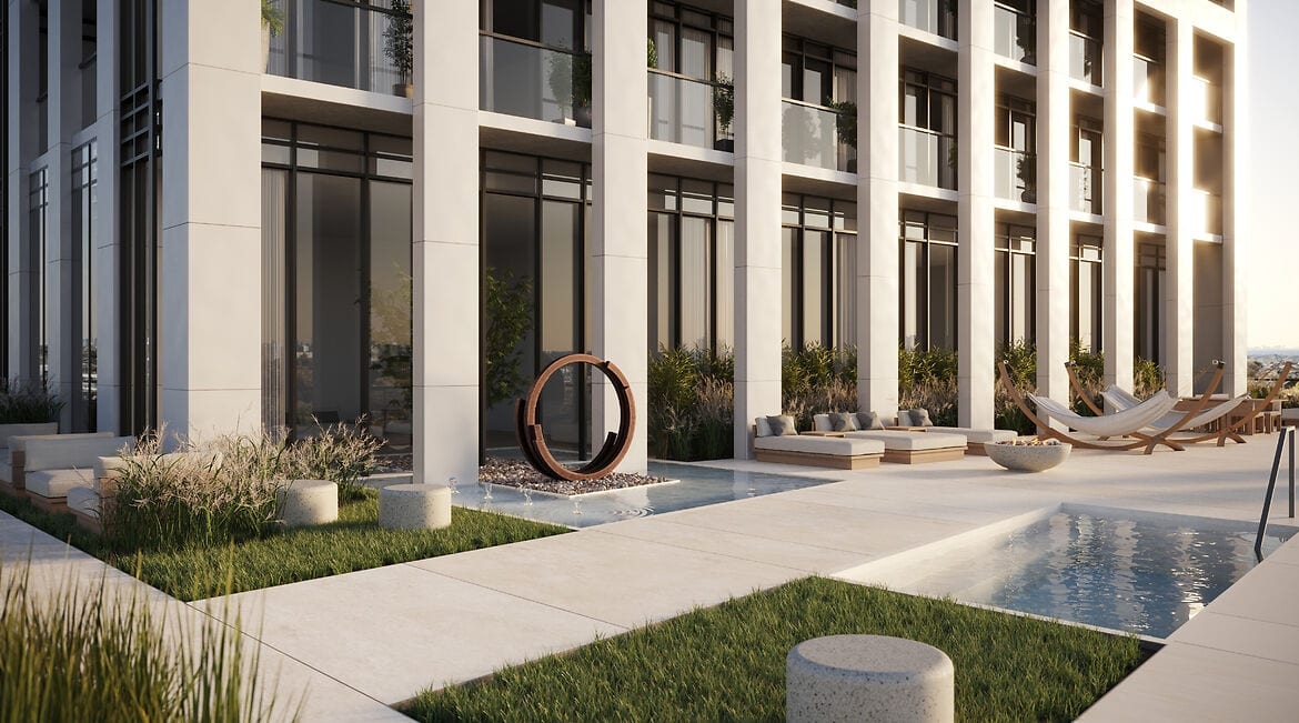 Rendering of M5 M-City Condos exterior water feature