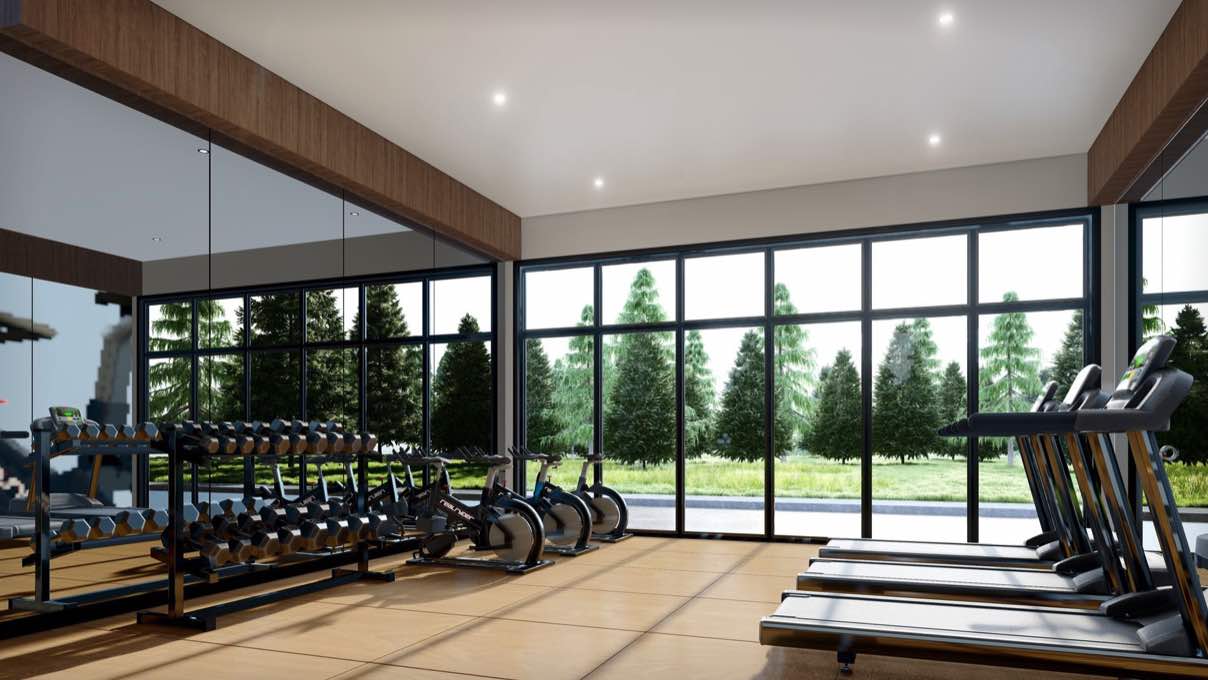 Rendering of Wasaga Luxury Condos interior fitness centre