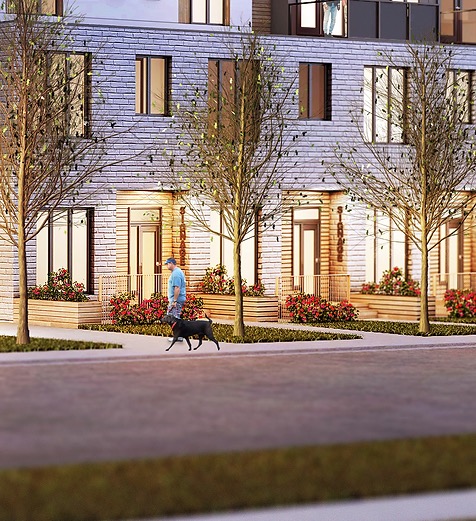 Rendering of Bankview 19-14 Condos and Towns walkways