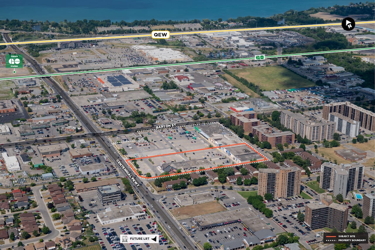Aerial map of Parkway Plaza Condos location in Stoney Creek Hamilton