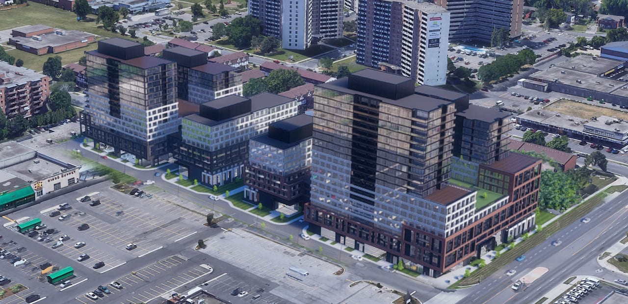 Aerial rendering of Parkway Plaza Condos