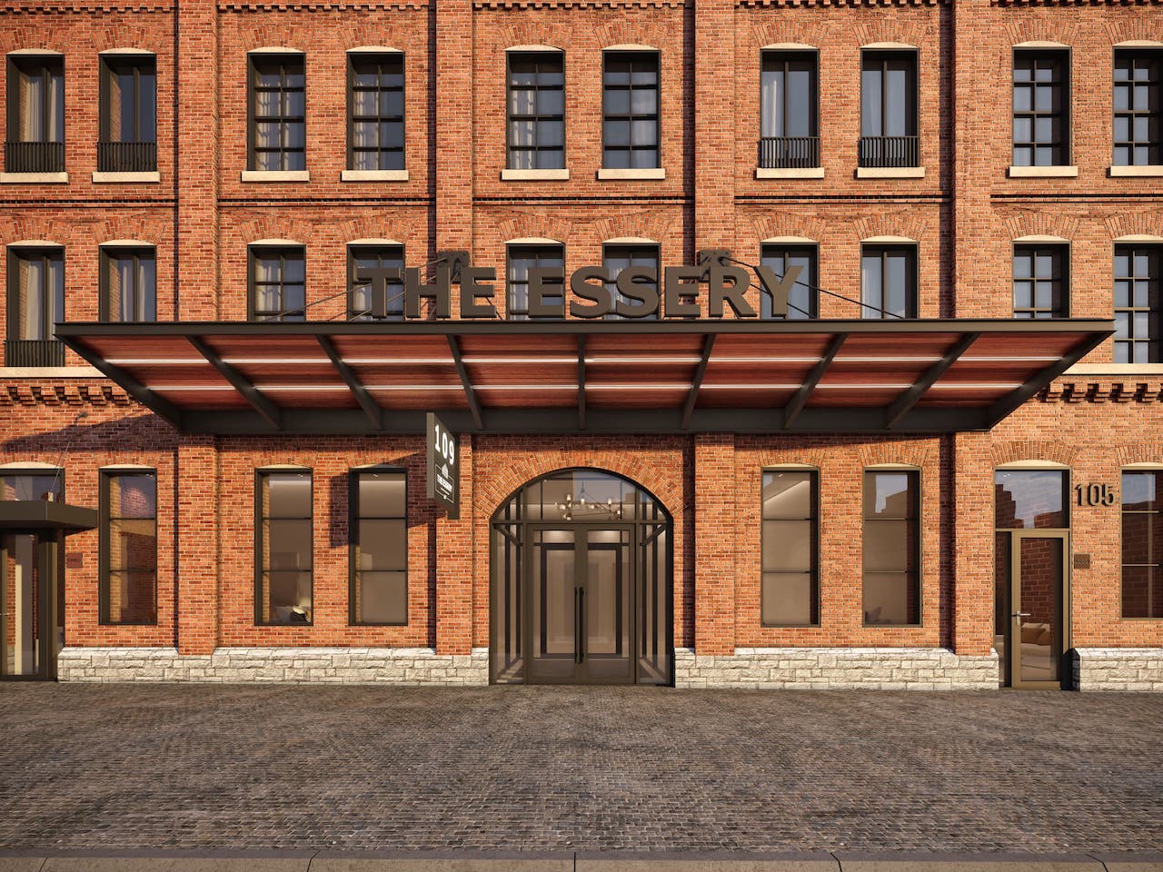 Rendering of The Essery Condos exterior entrance