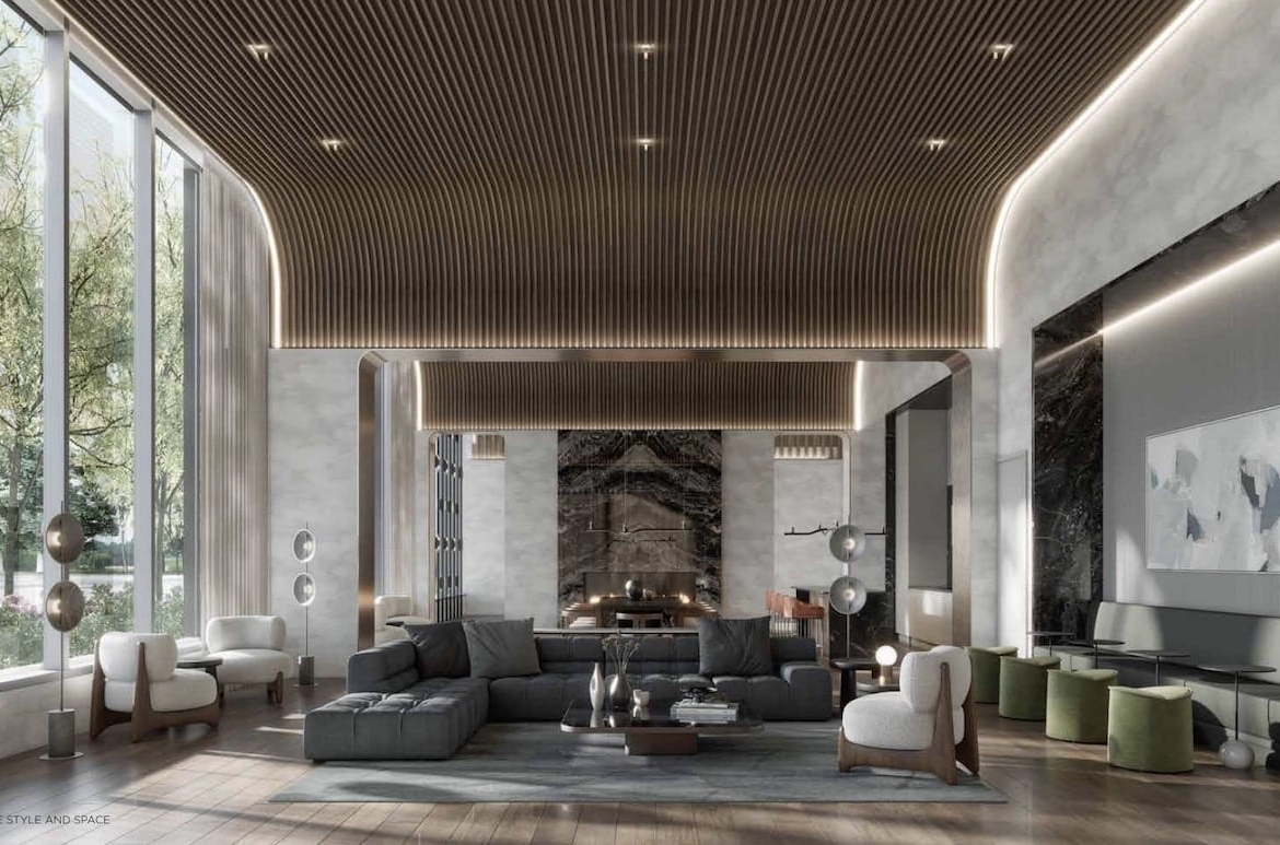 Rendering of The Greenwich Condos lounge interior