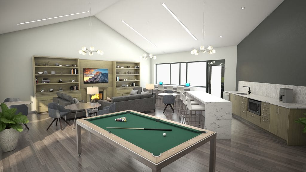 Rendering of The W Condos games room