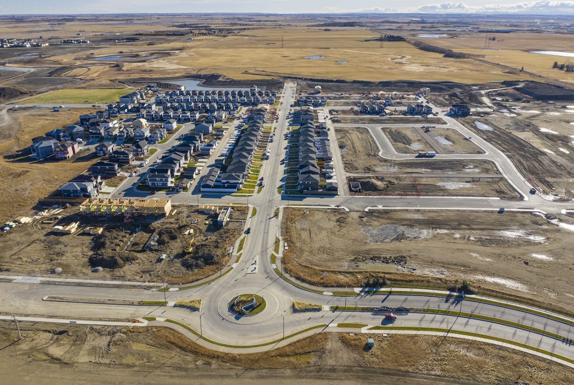 Chelsea Chestermere exterior aerial during construction