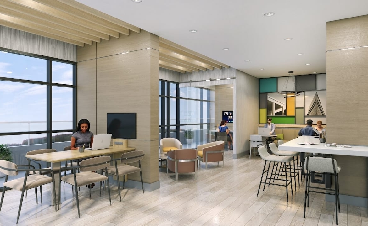Rendering of Highmark Condos shared co-working space