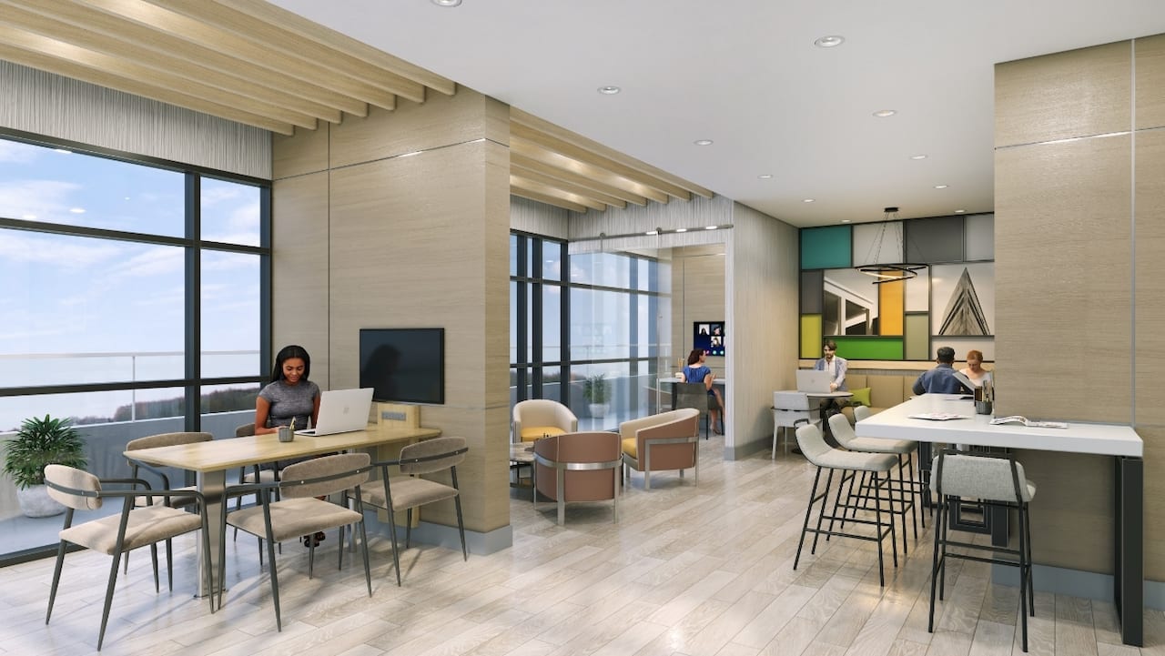 Rendering of Highmark Condos shared co-working space