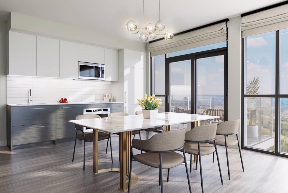 Rendering of The Highmark Condos suite interior kitchen cabinet style 1