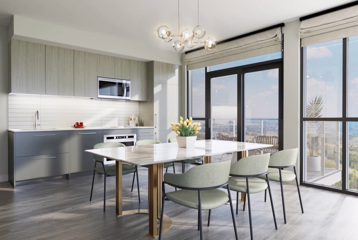 Rendering of The Highmark Condos suite interior kitchen cabinet style 2