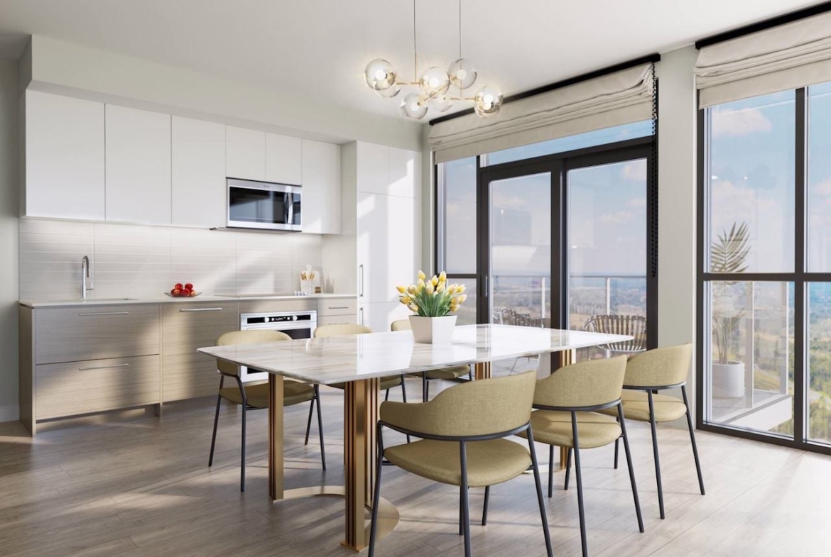 Rendering of The Highmark Condos suite interior kitchen cabinet style 3