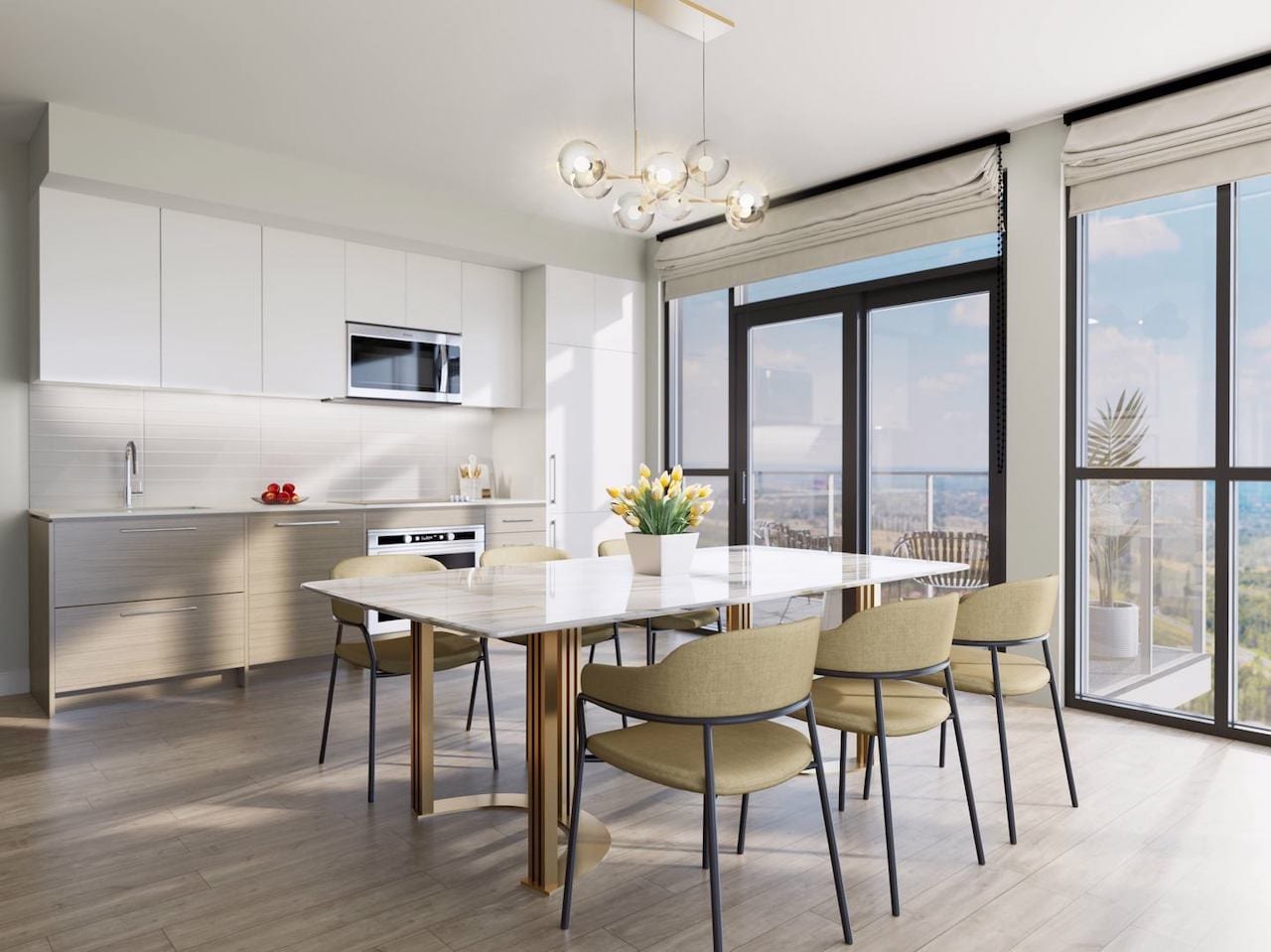 Rendering of The Highmark Condos suite interior kitchen cabinet style 3