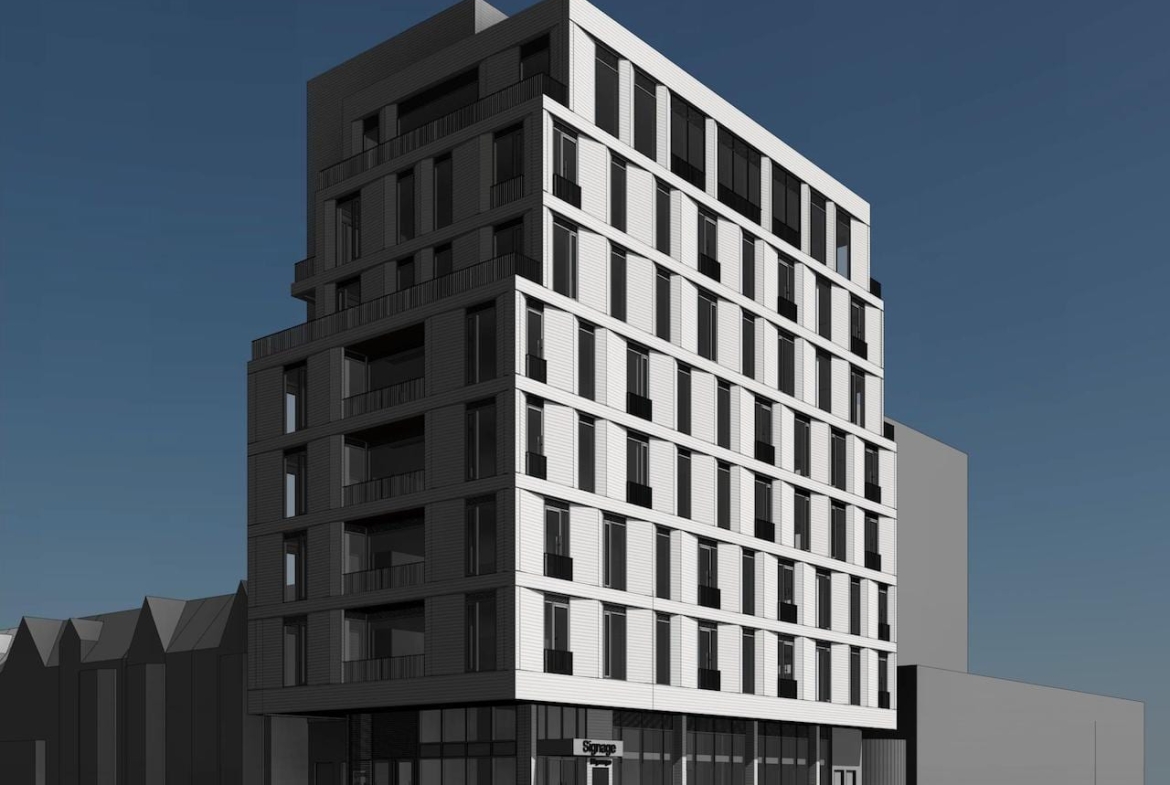 Rendering of The Webley Condos exterior old design full view