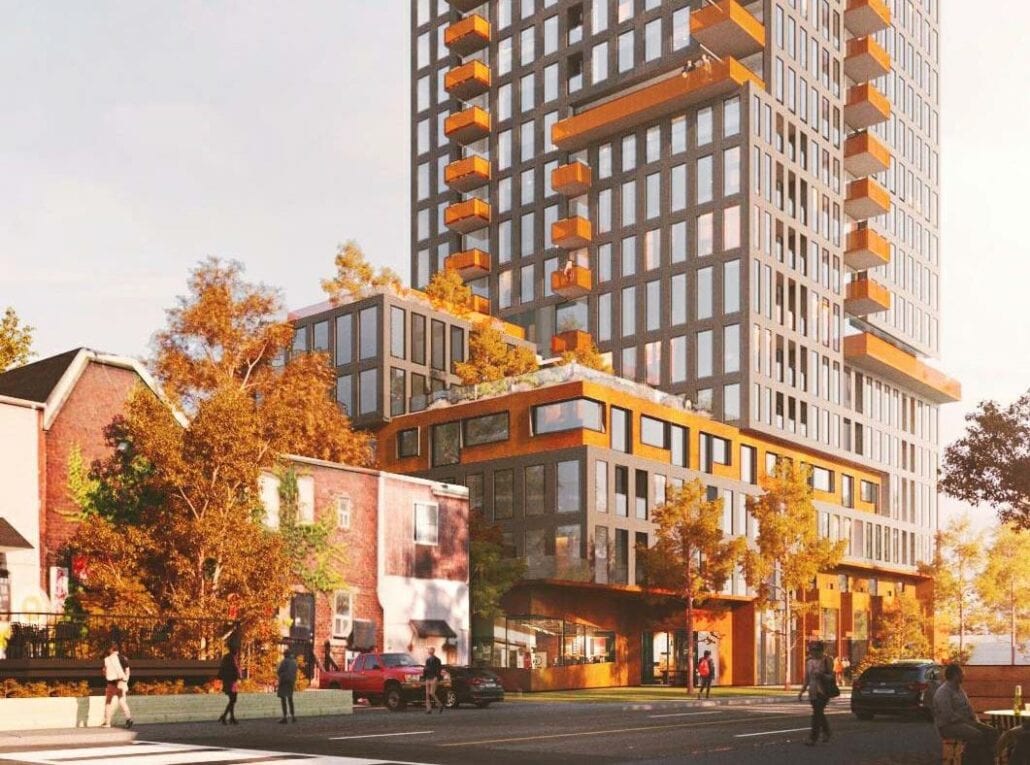 Exterior rendering of 316 Junction Condos streetscape