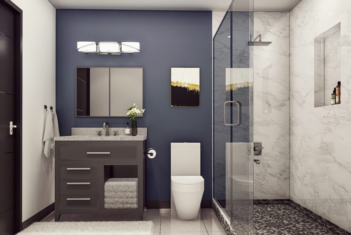Rendering of Springbank Lux Condos suite guest bathroom