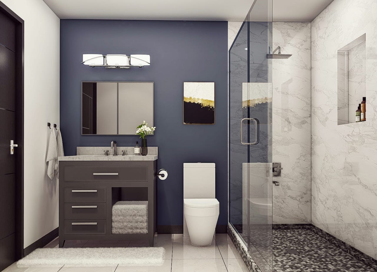 Rendering of Springbank Lux Condos suite guest bathroom