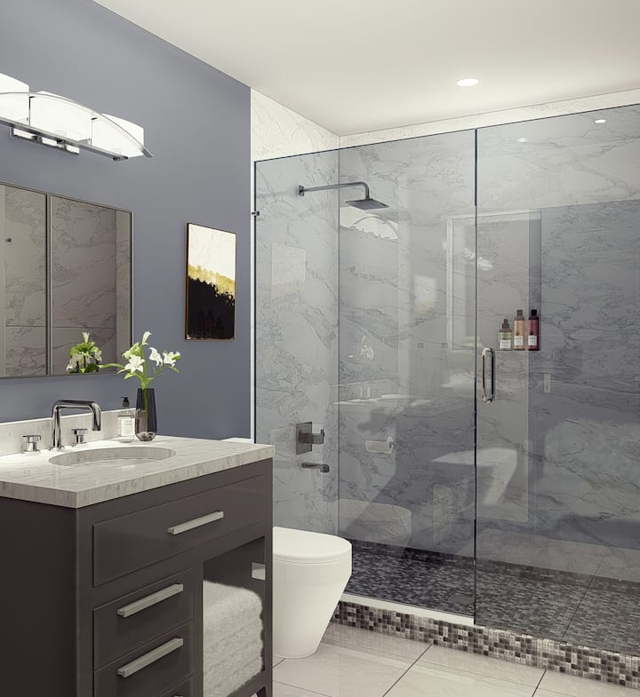 Rendering of Springbank Lux Condos suite bathroom