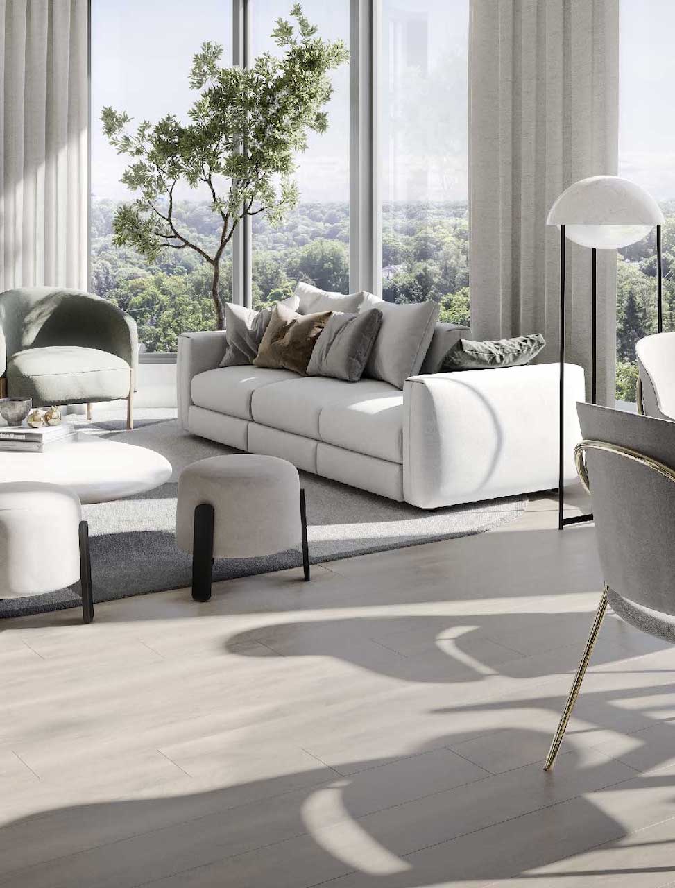 Interior rendering of High Line Condos suite living room