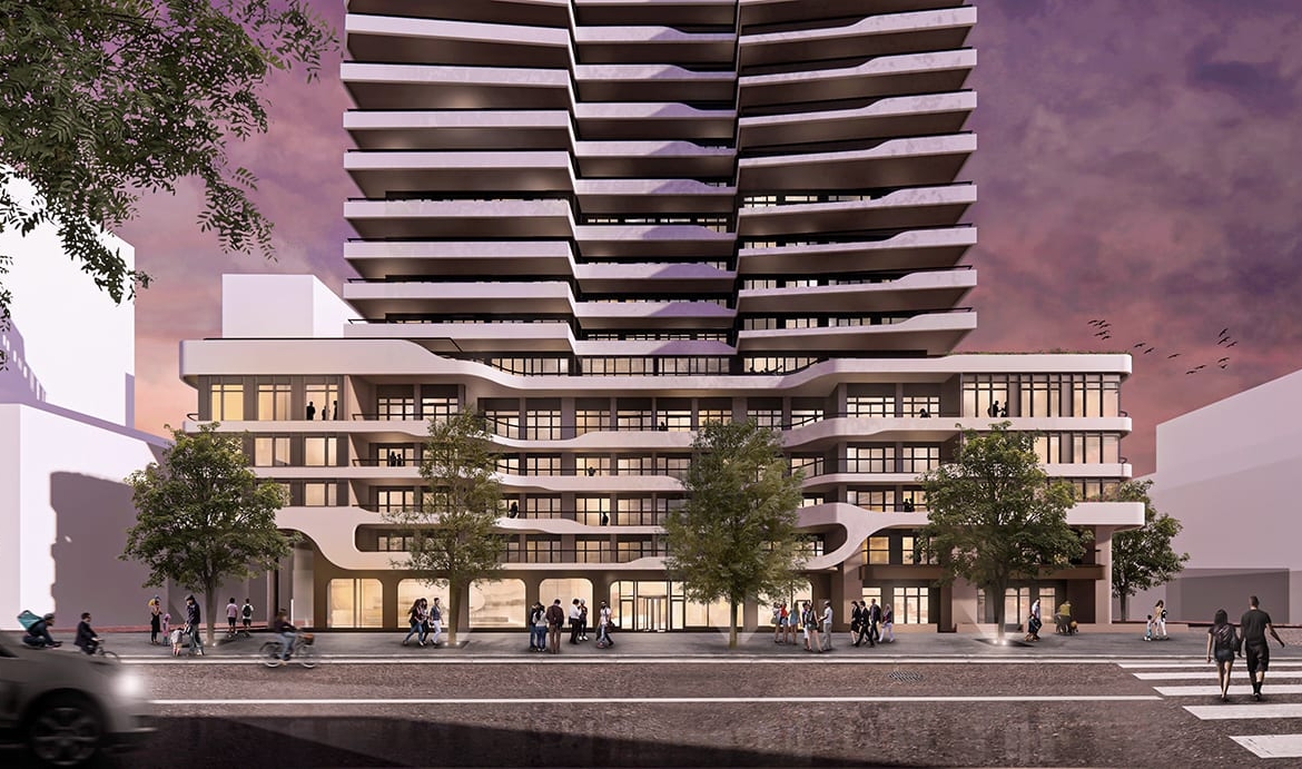 Rendering of 18 Athabaska Condos in the evening