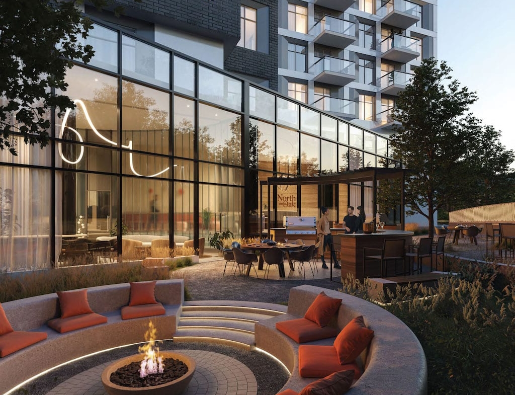 Rendering of North Oak Tower 3 Condos exterior outdoor lounge
