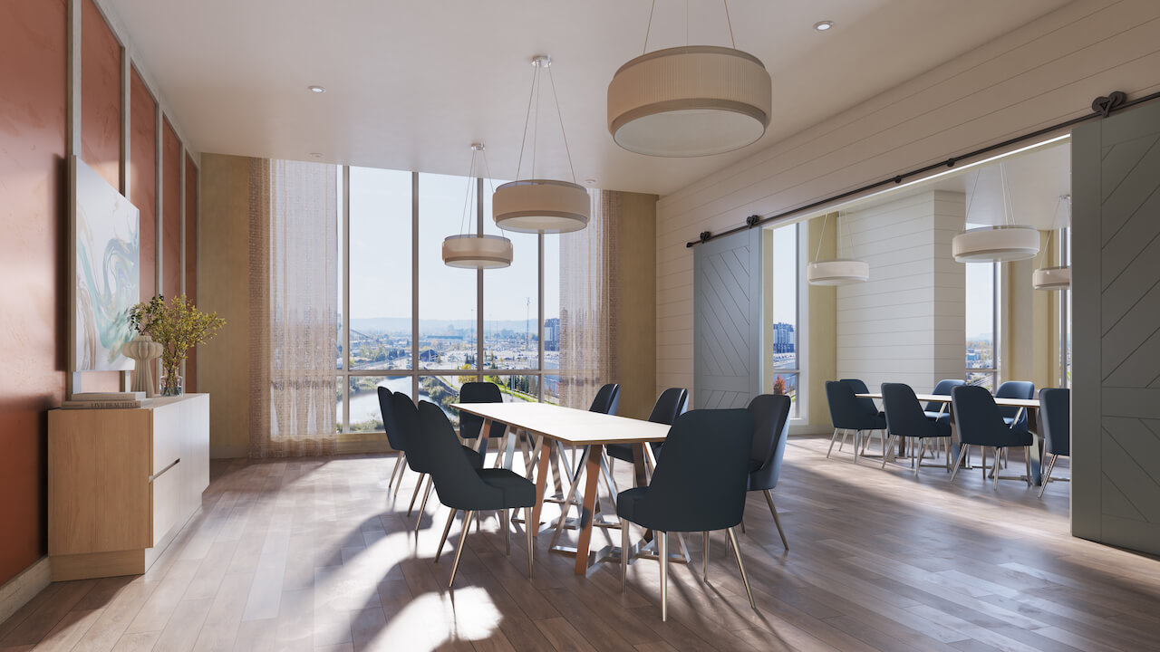 Rendering of Thompson Towers dining lounge