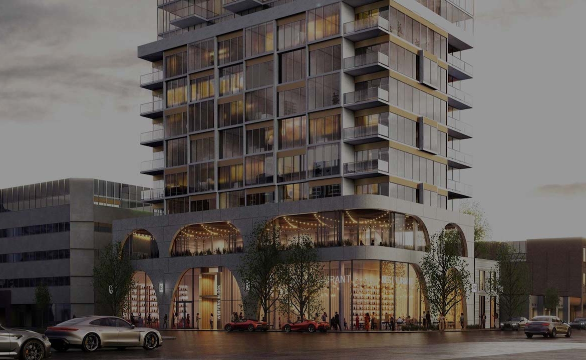 Exterior rendering of Gallery First & Tenth Condos in Calgary