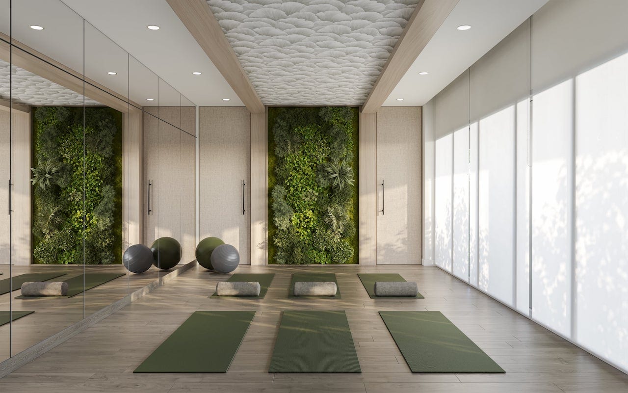 Rendering of NorthCore Condos fitness yoga studio