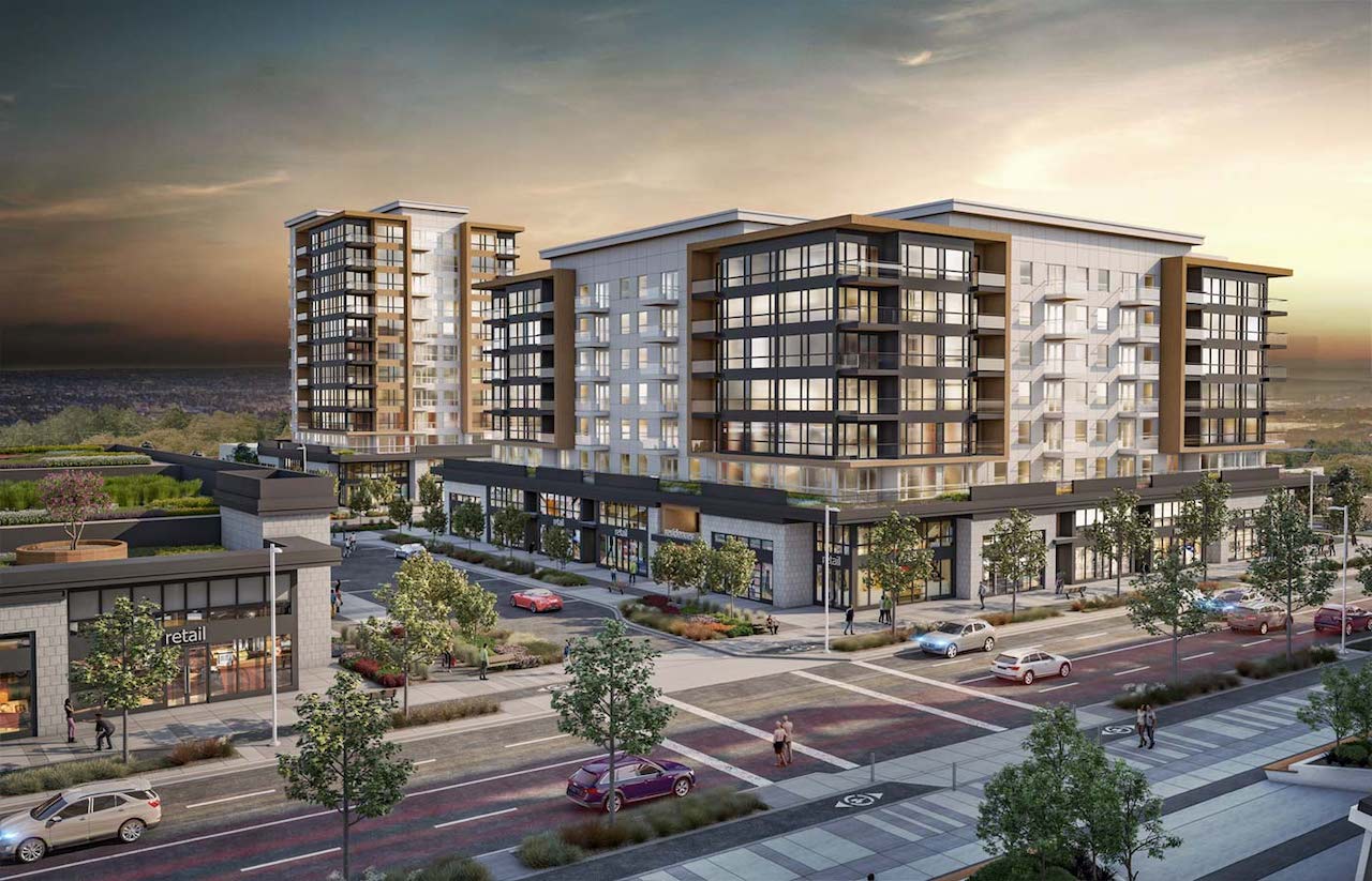 Exterior rendering of Oak & Olive Condos at 85 St SW & Broadcast Ave SW