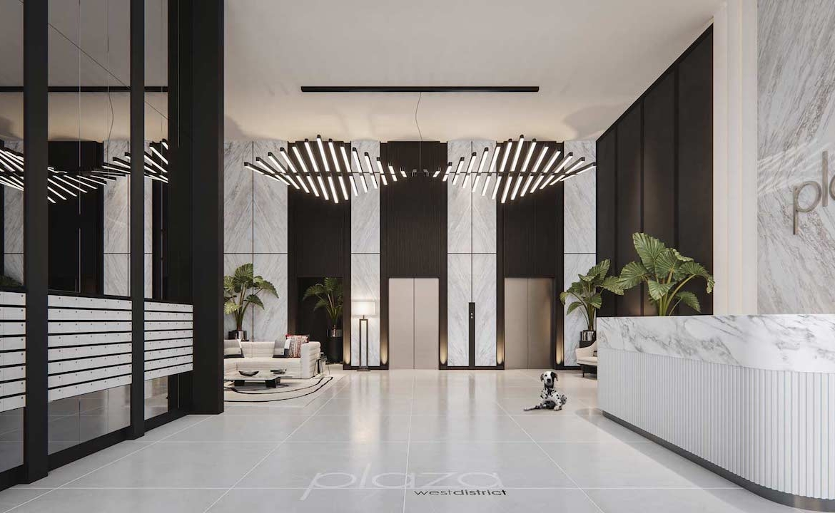 Rendering Plaza West District Condos lobby