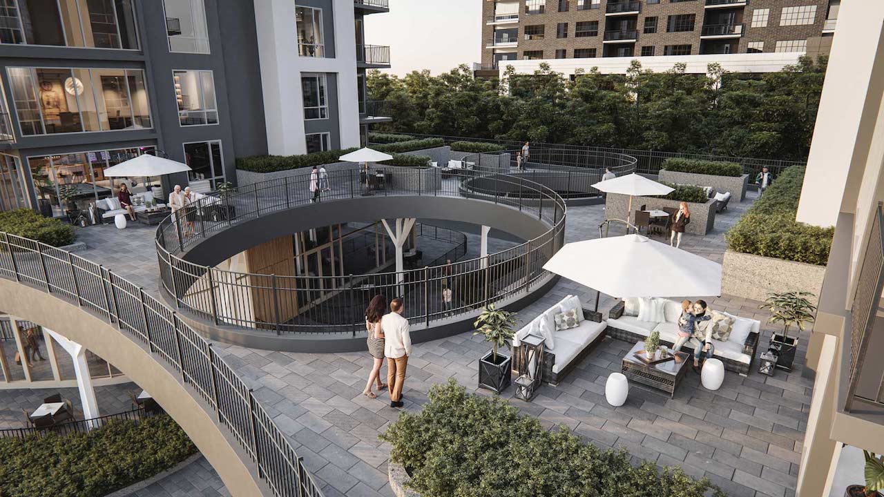 Rendering Plaza West District Condos outdoor terrace