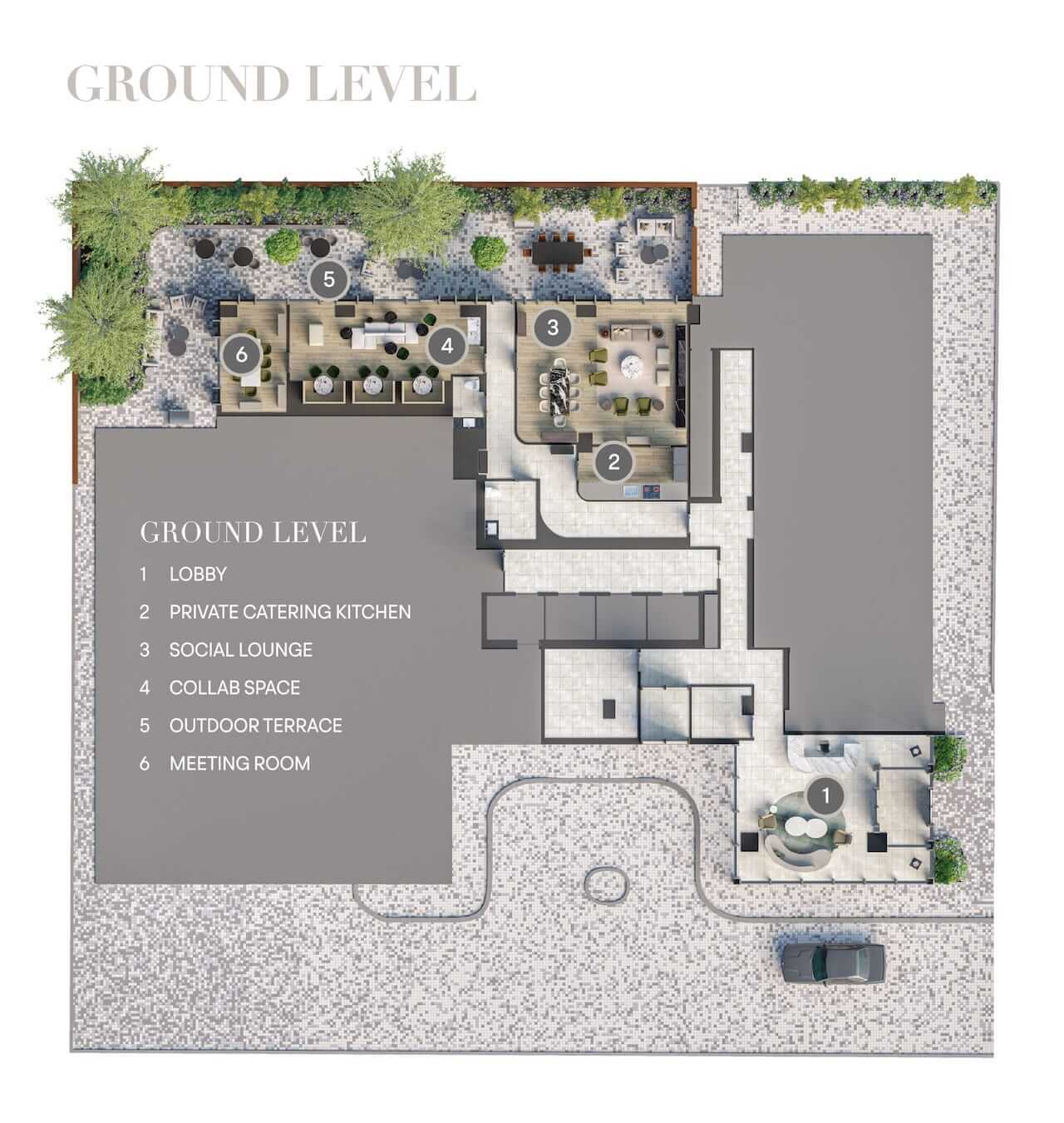 Rendering of Olive Residences ground floor plan