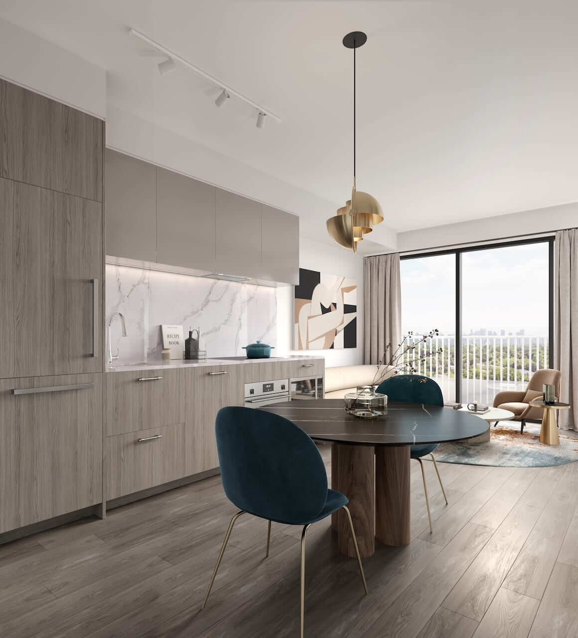 Rendering of Olive Residences suite kitchen