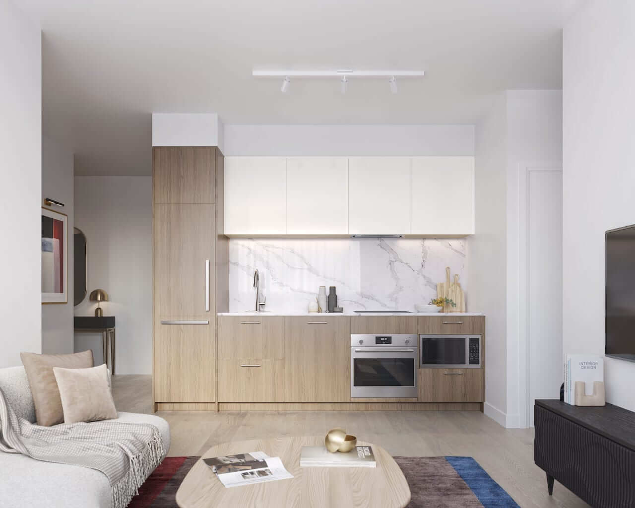 Rendering of Olive Residences suite kitchen close-up interior