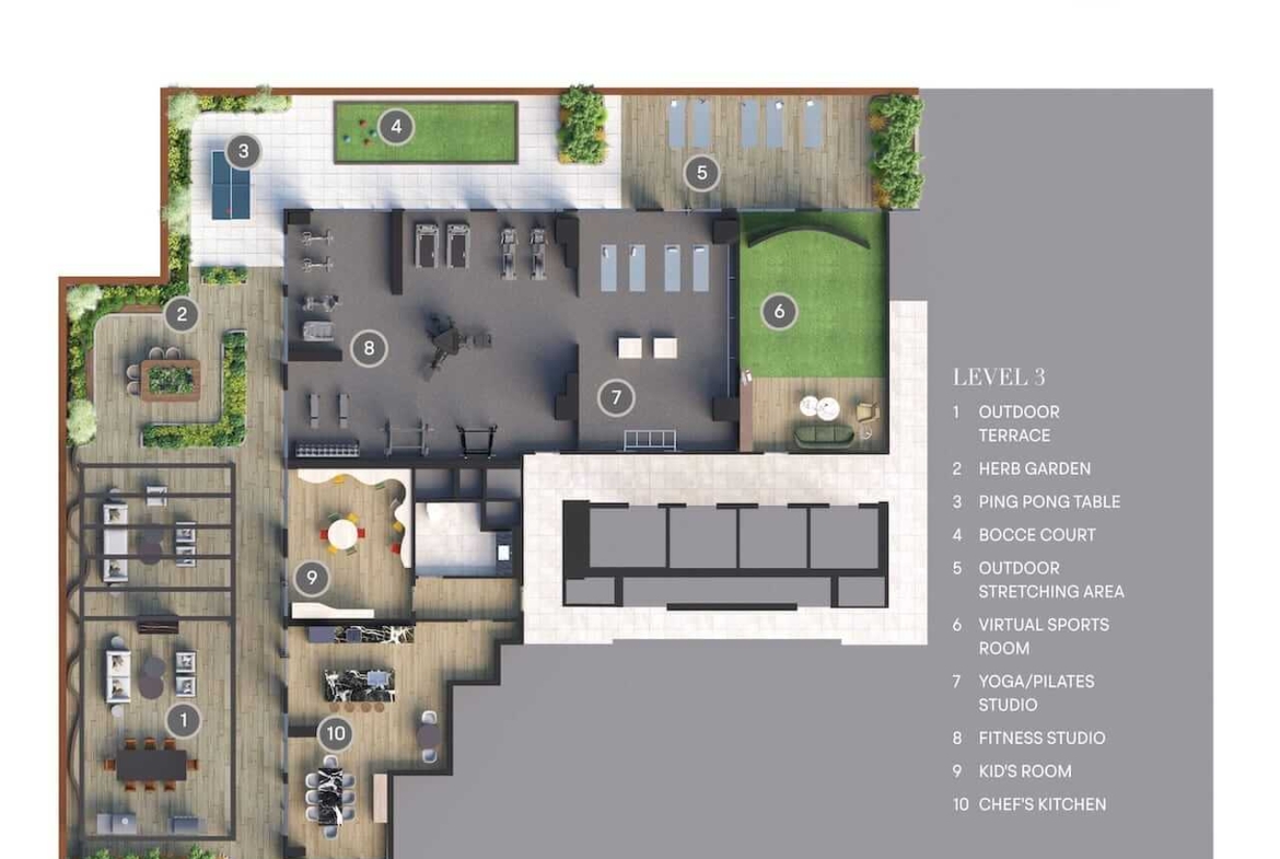 Rendering of Olive Residences Level 3 floor plan