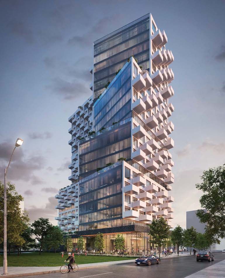 Exterior rendering of Ten West Condos view angled