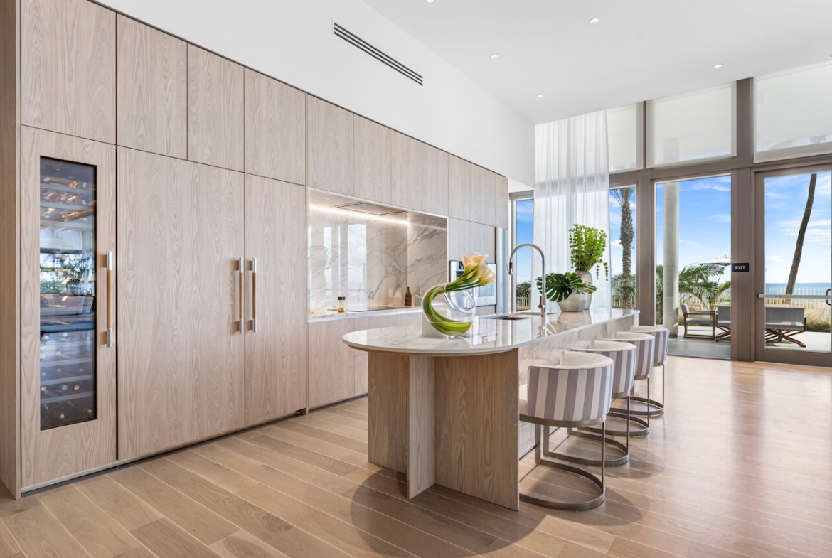 St. Regis Residences Sunny Isles Beach suite open-concept kitchen with island