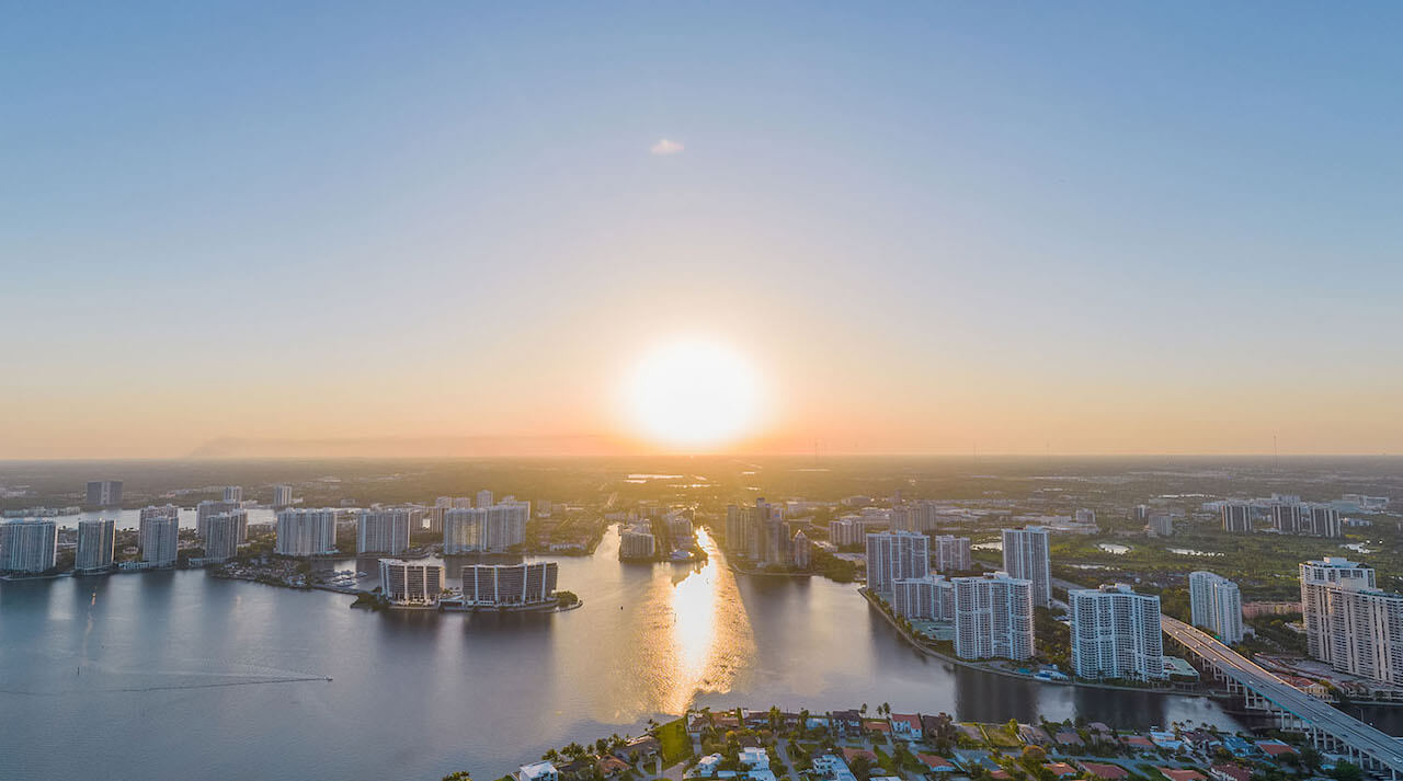 St. Regis Residences Sunny Isles Beach rooftop view of the west golden hour