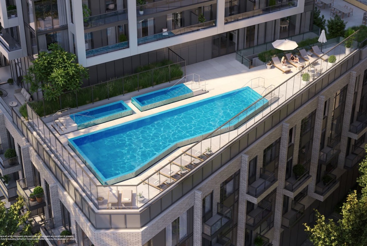 Rendering of LSQ1 Condos Rooftop pool Tower A