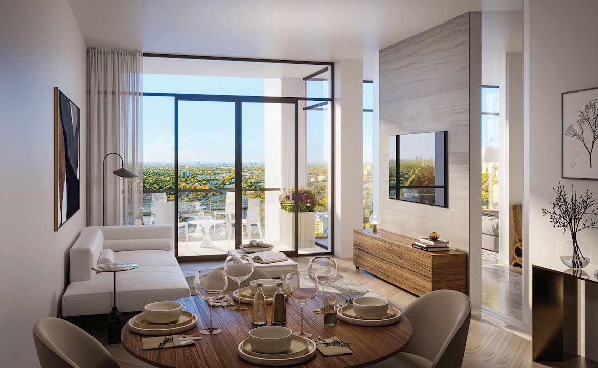 Rendering of The Residences at Central Park Condos suite interior dining space