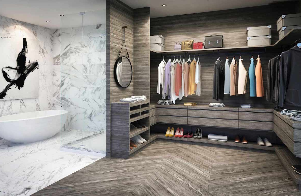 Rendering of The Residences at Central Park Condos suite interior closet