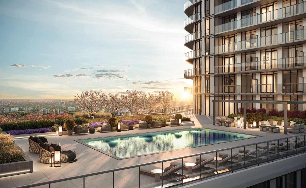 Rendering of The Residences at Central Park Condos amenity outdoor swimming pool